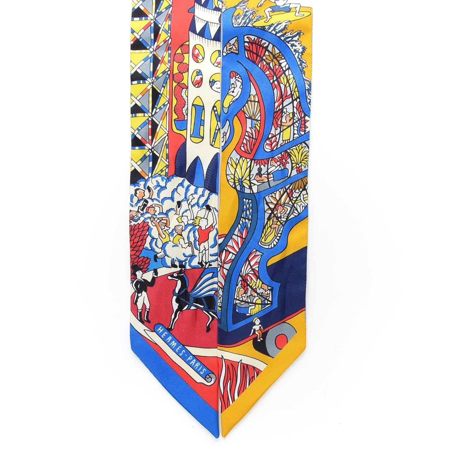 Hermes Silk Exposition Universelle Twilly Rouge Bleu Electrique Gold 3 of 3