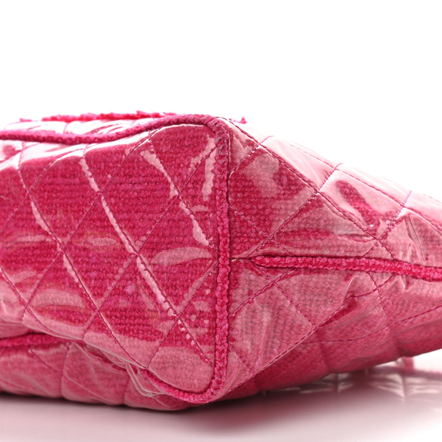 Vinyl Quilted Funny Tweed Tote Fuchsia