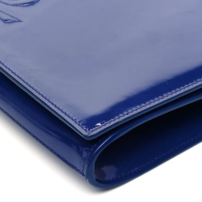 Saint Laurent Patent Calfskin Monogram Large Belle De Jour Clutch Royal Blue 8 of 8