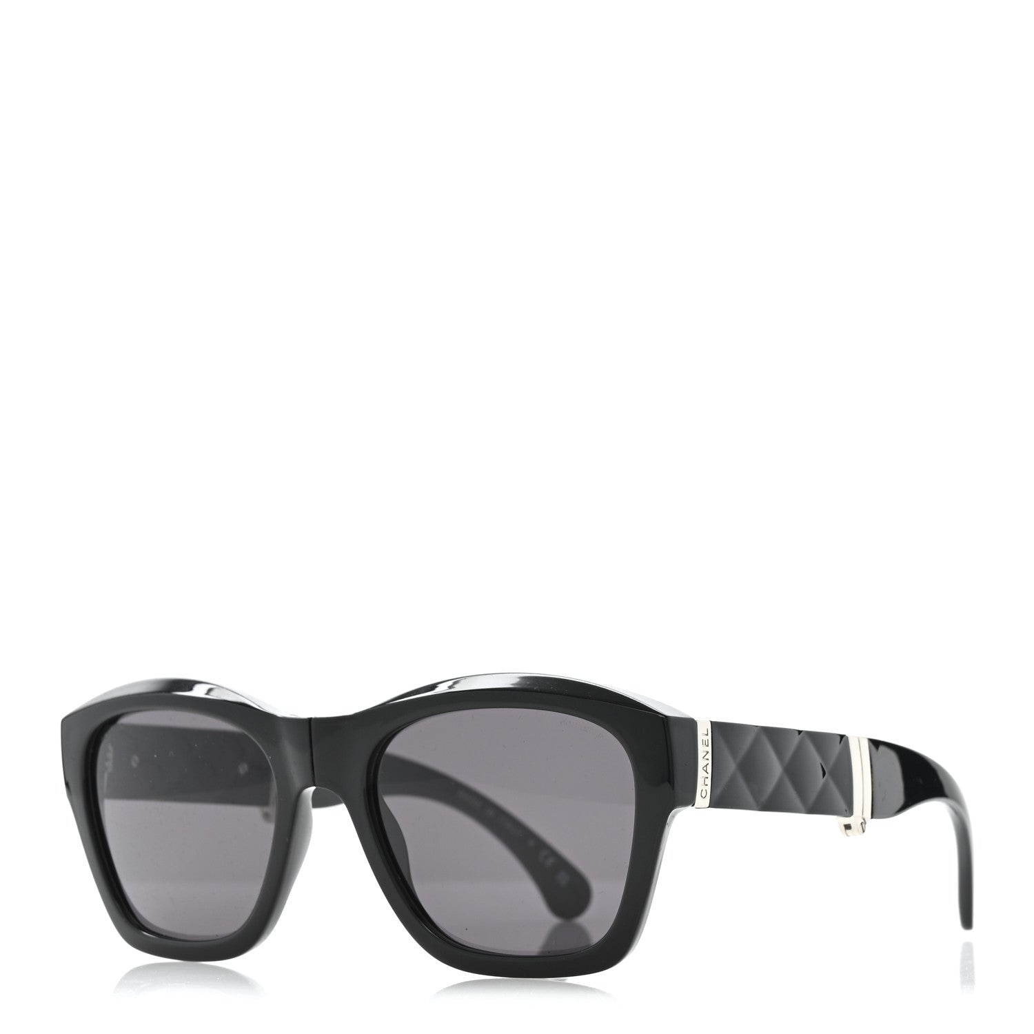 Chanel Acetate Metal Crystal Square Folding Sunglasses 6055-B Black 1 of 8