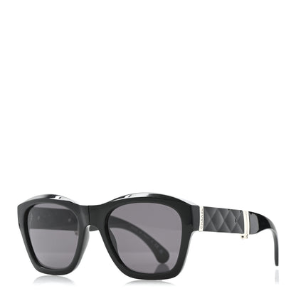 Chanel Acetate Metal Crystal Square Folding Sunglasses 6055-B Black 1 of 8