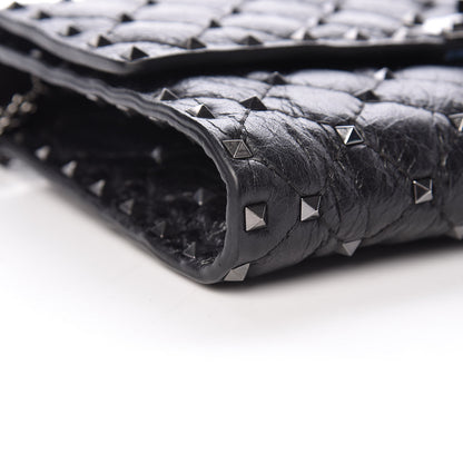 Valentino Garavani Craquele Nappa Rockstud Spike Wallet on Chain Black 7 of 10
