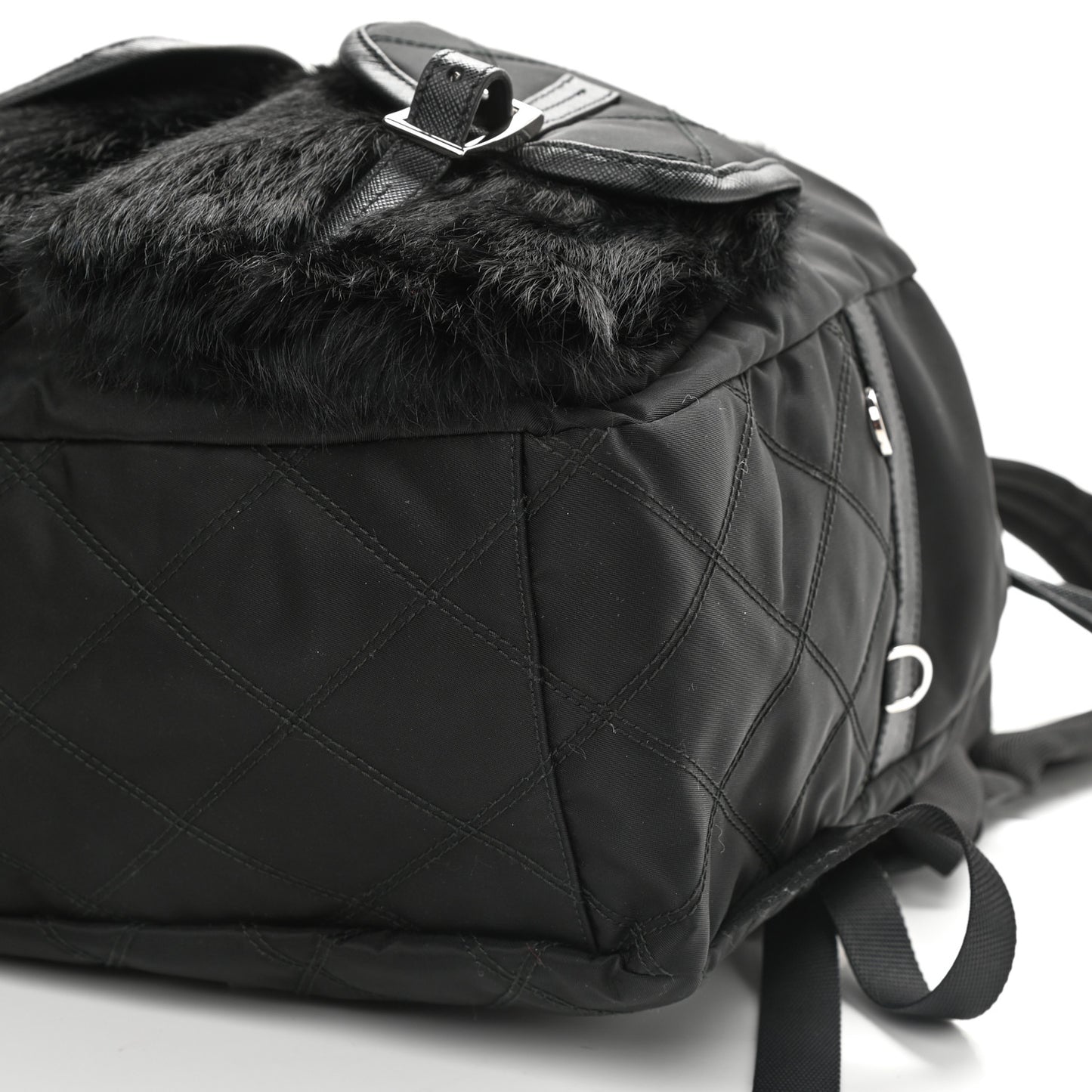 Impunture Tessuto Rabbit Fur Backpack Black