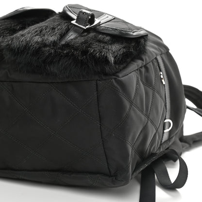 Prada Impunture Tessuto Rabbit Fur Backpack Black 8 of 8