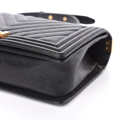 Chanel Caviar Chevron Quilted New Medium Boy Flap Black 9 of 12