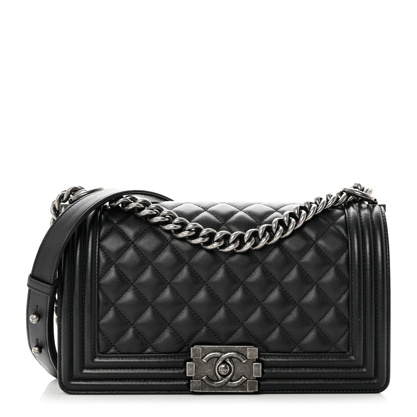Calfskin Quilted Medium Boy Flap Black