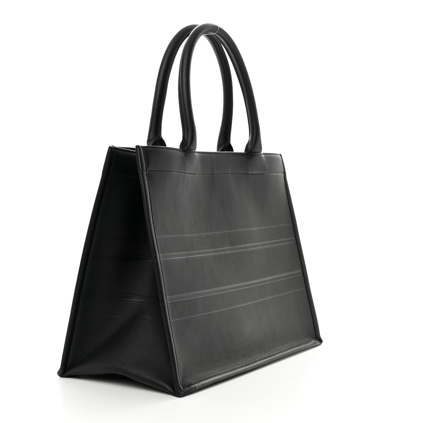 Calfskin Embossed Medium Book Tote Black