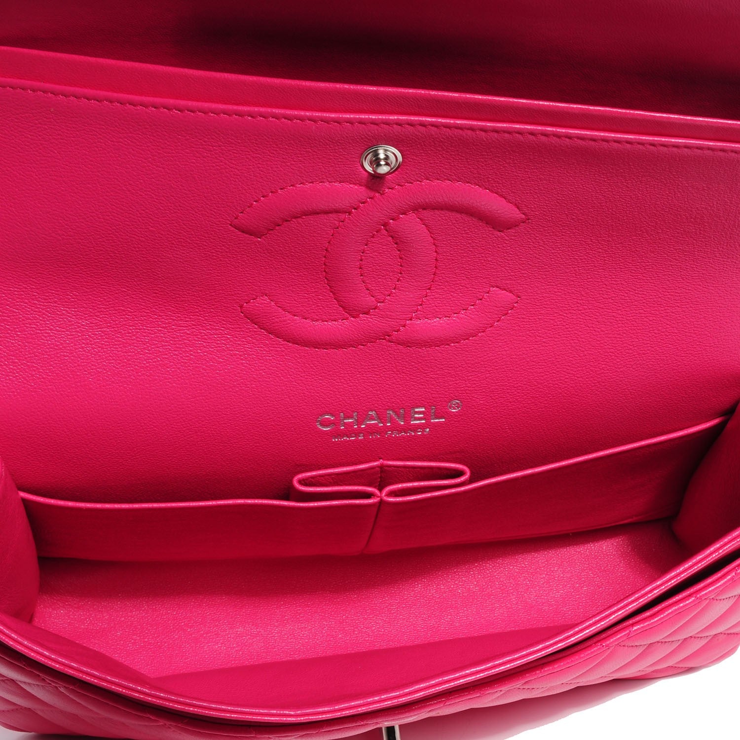 Chanel Lambskin Quilted Medium Double Flap Dark Pink 7 of 8