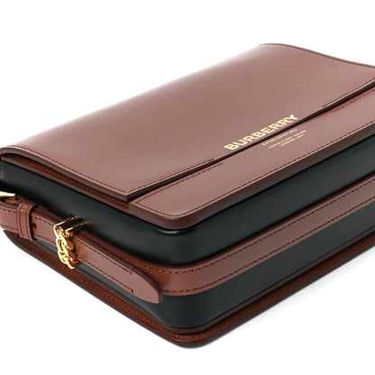 Burberry Smooth Calfskin Two Tone Small Grace Bag Malt Brown Black 10 of 11