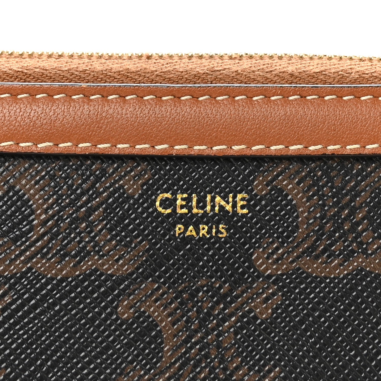 Celine Triomphe Canvas Lambskin Clutch On Chain Tan 6 of 9