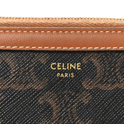 Celine Triomphe Canvas Lambskin Clutch On Chain Tan 6 of 9
