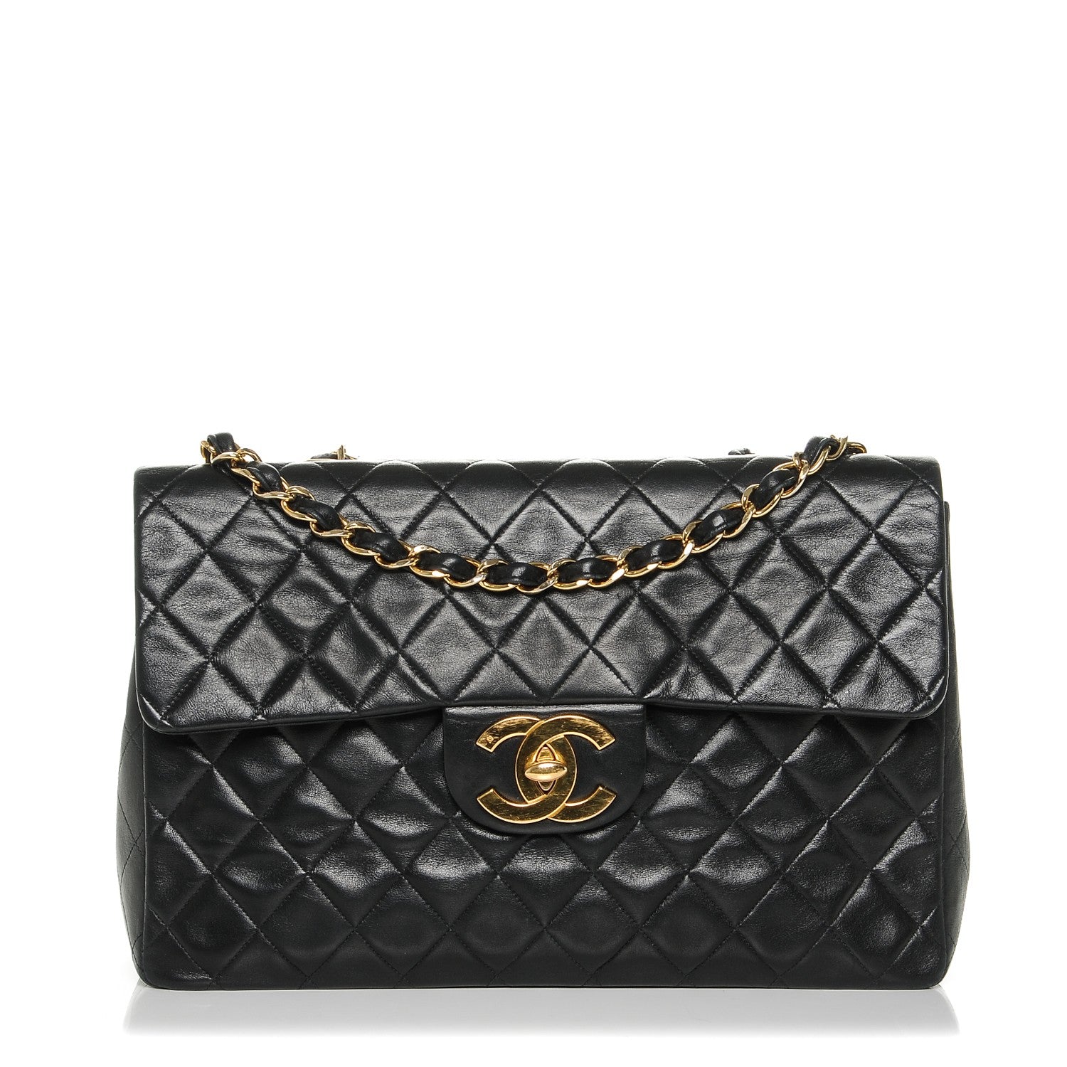 Chanel Lambskin Quilted XL Jumbo Single Flap Black 1 of 9