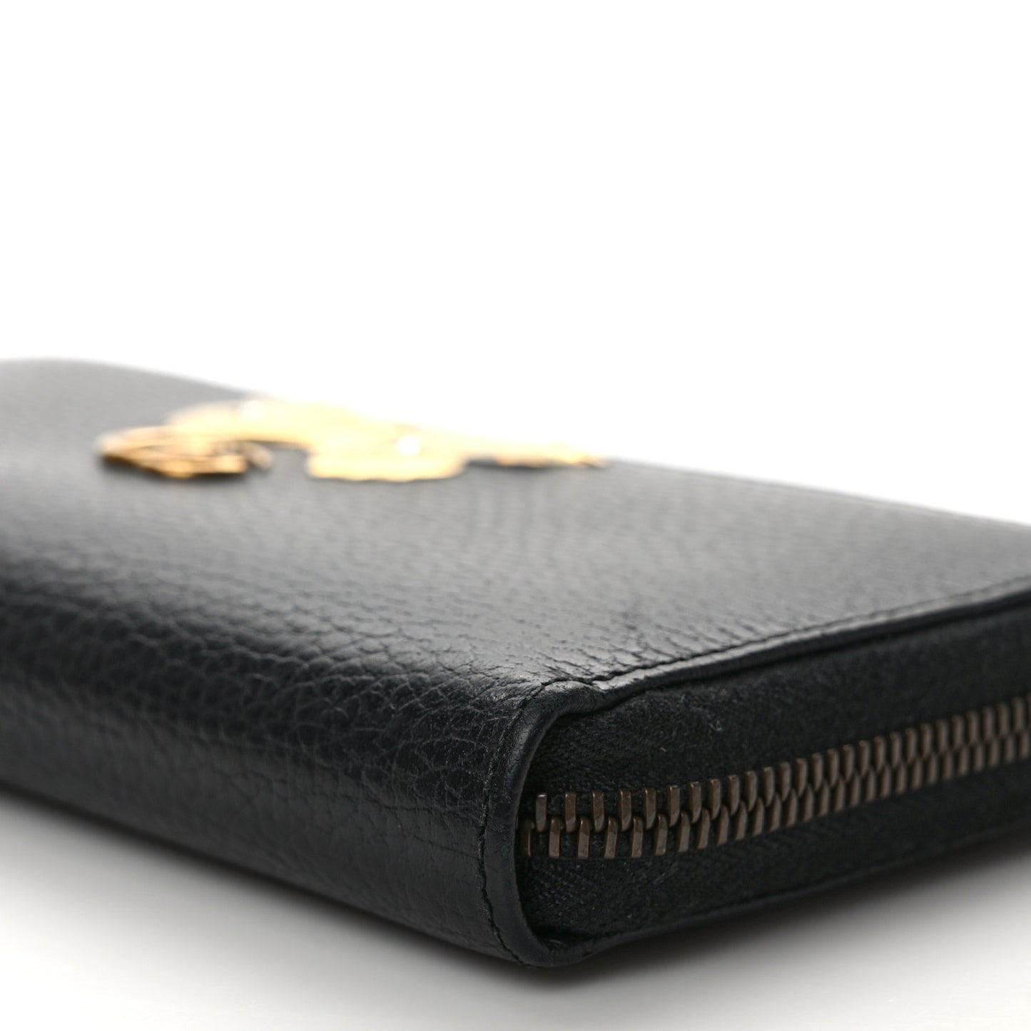 Calfskin Butterfly Zip Around Wallet Black