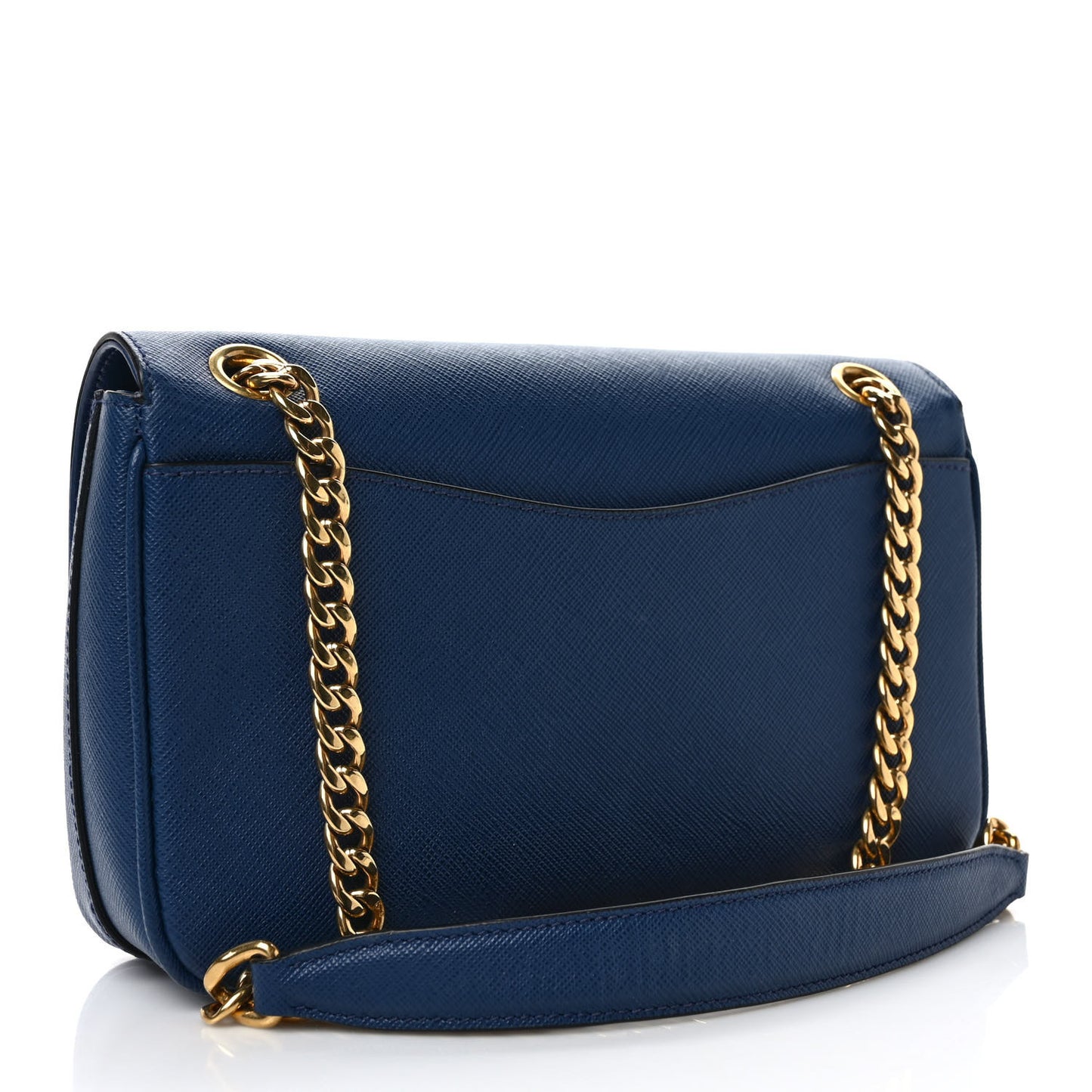 Saffiano Flap Shoulder Bag Bluette
