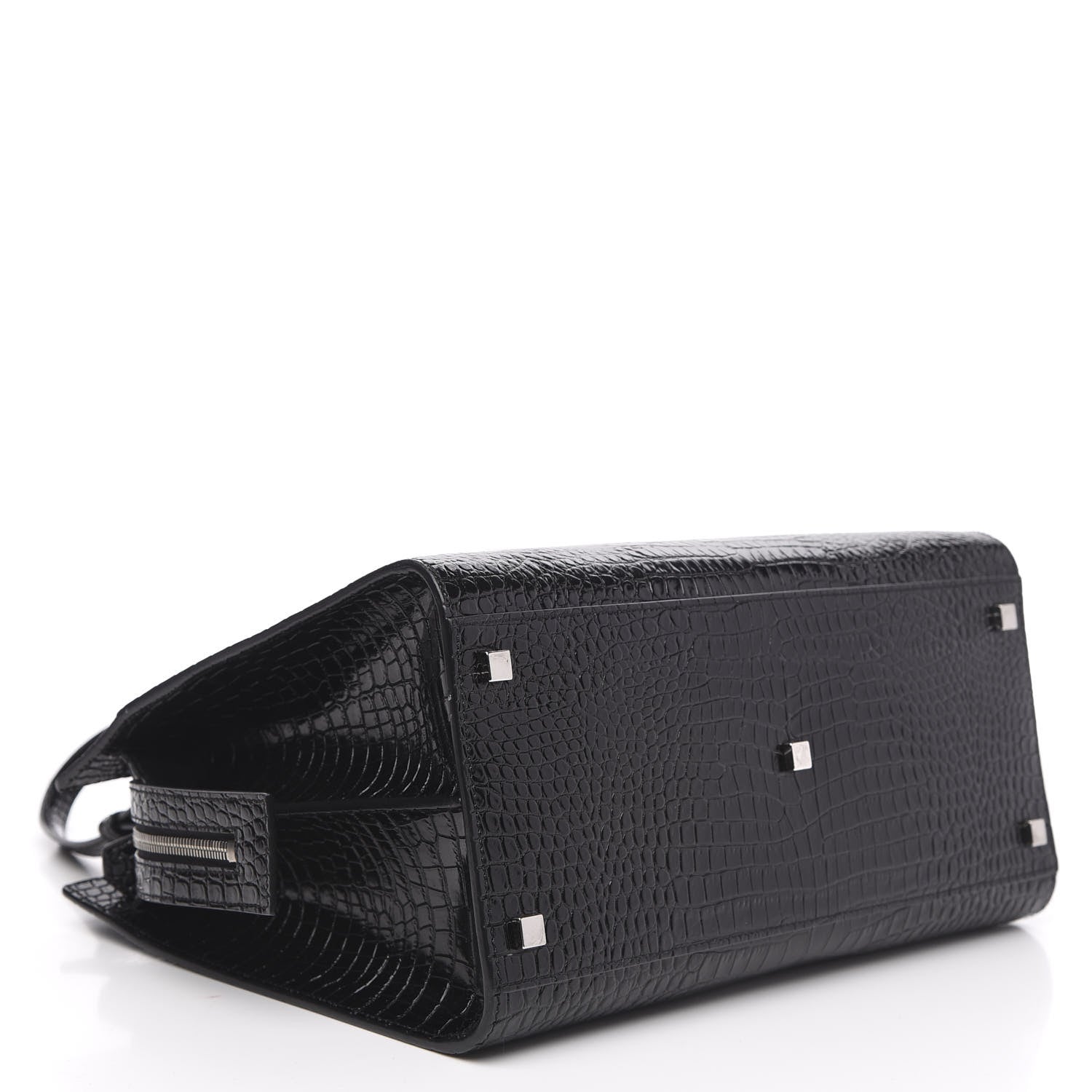 Saint Laurent Croc Calfskin Embossed Medium Uptown Tote Black 4 of 10