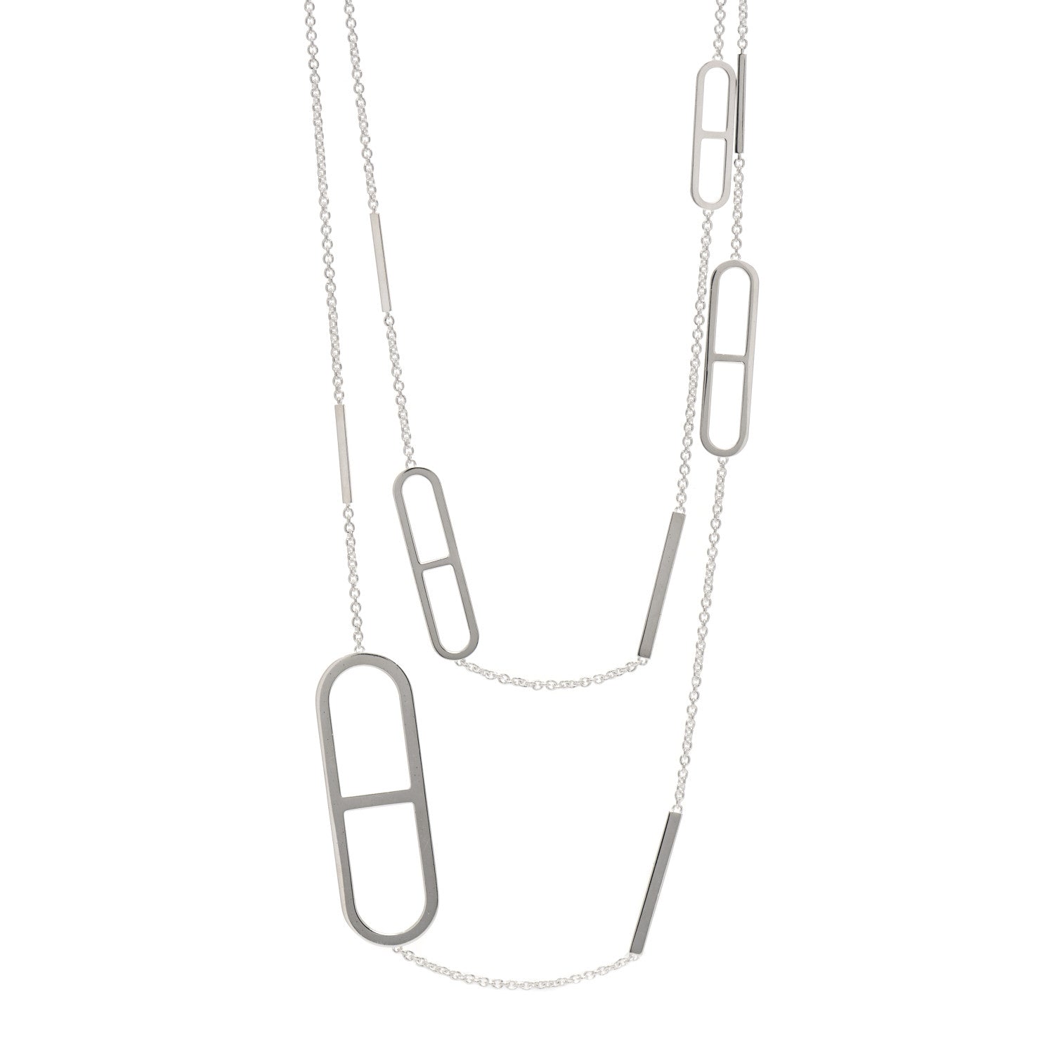 Hermes Sterling Silver Ever Chaine d'Ancre Long Necklace 120 1 of 5