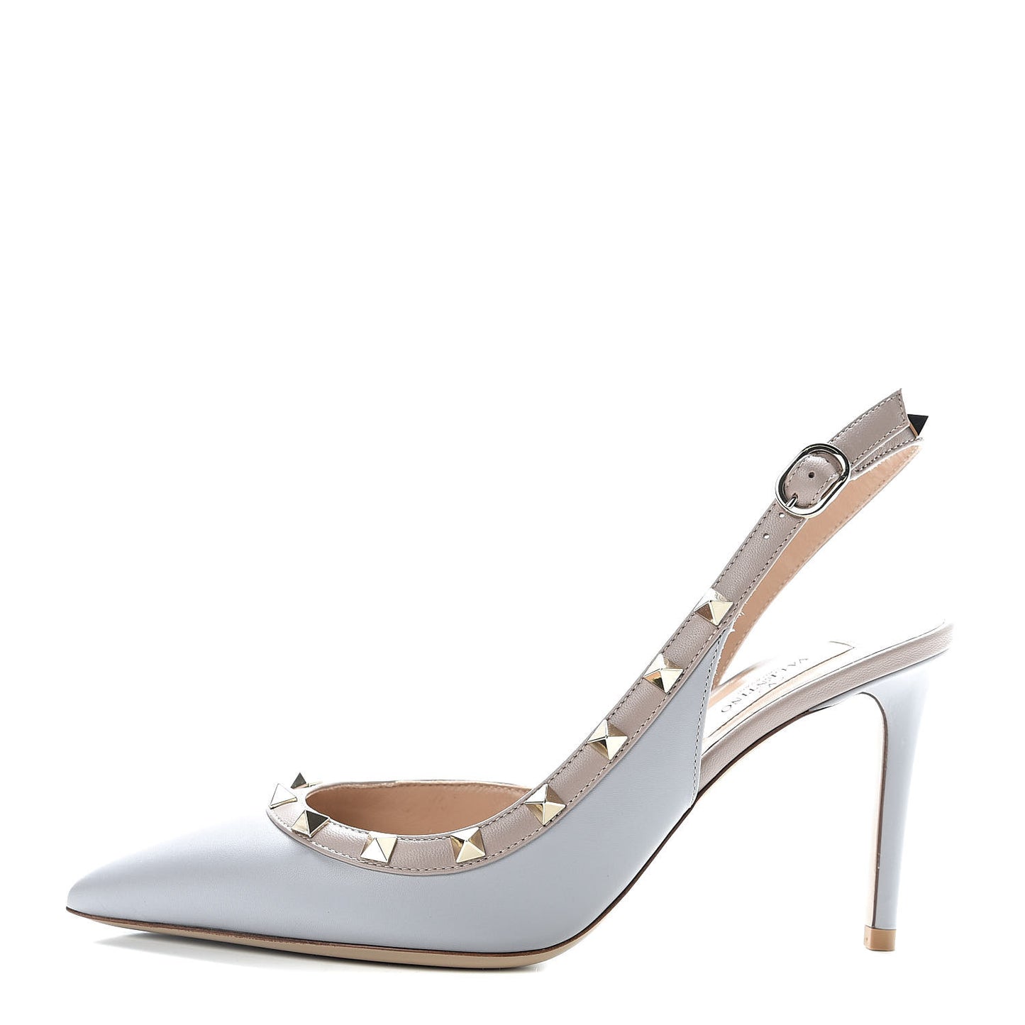 Nappa Rockstud Half D'Orsay Slingback 85mm Pumps 37.5 Grey Poudre
