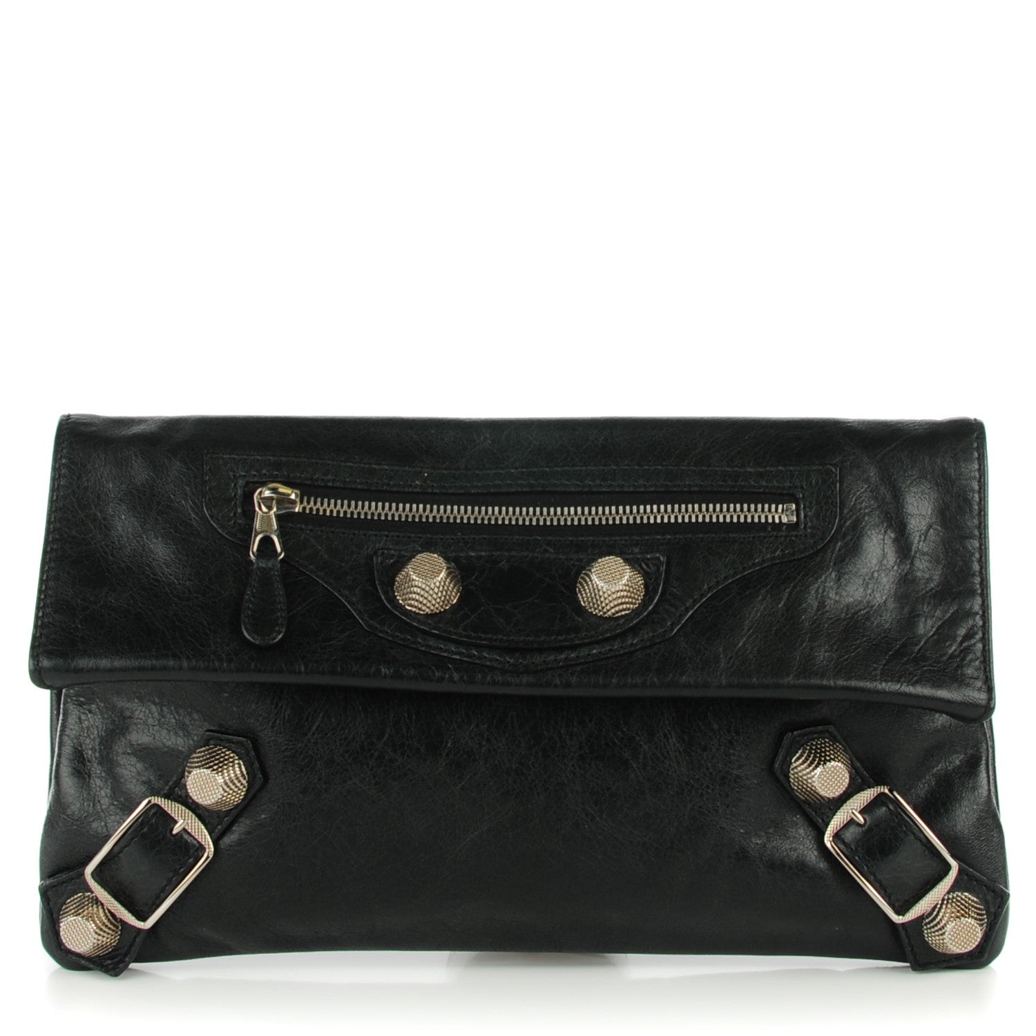 Balenciaga Agneau Giant 21 Silver Hardware Envelope Clutch Black 1 of 7