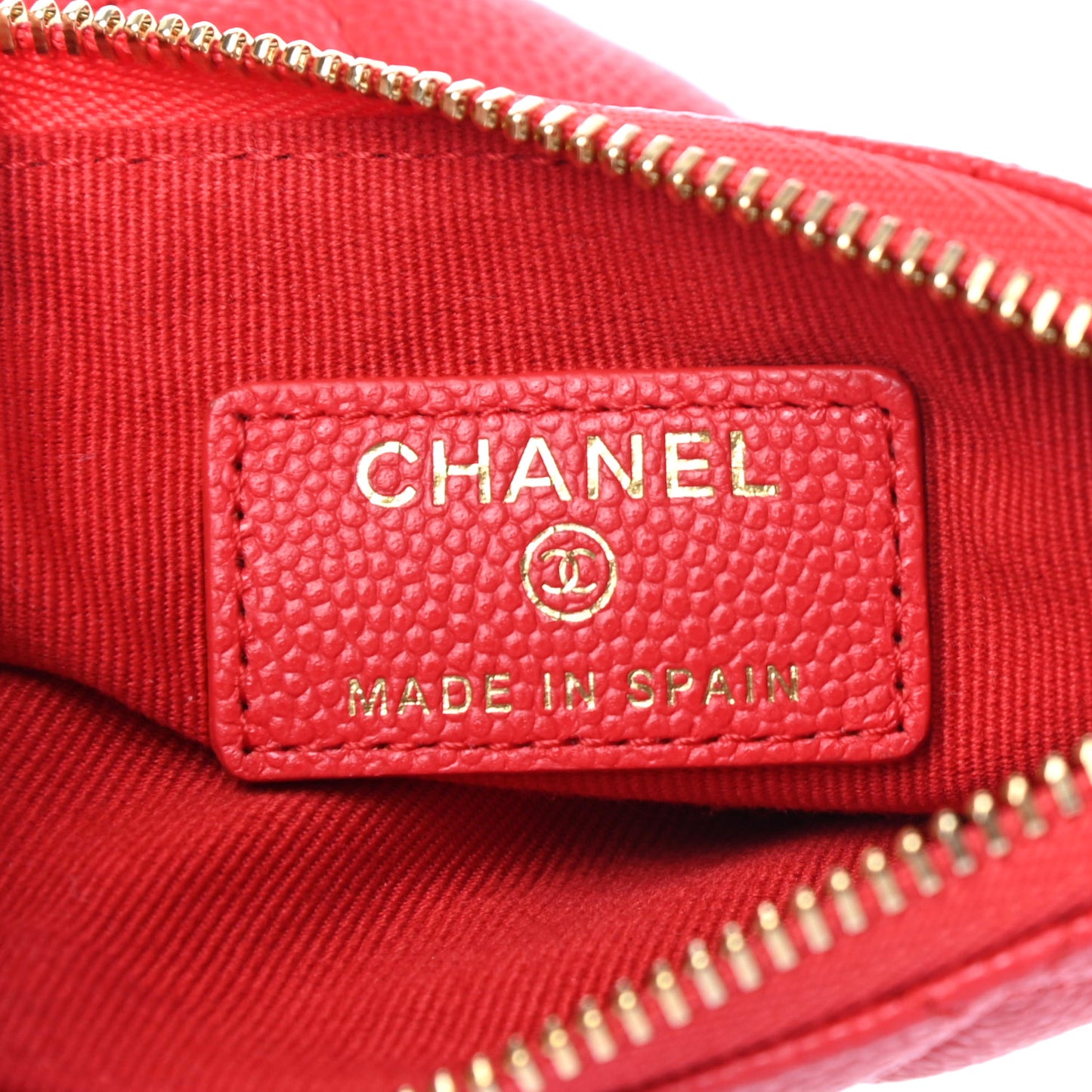 Caviar Quilted Small Cosmetic Case Red