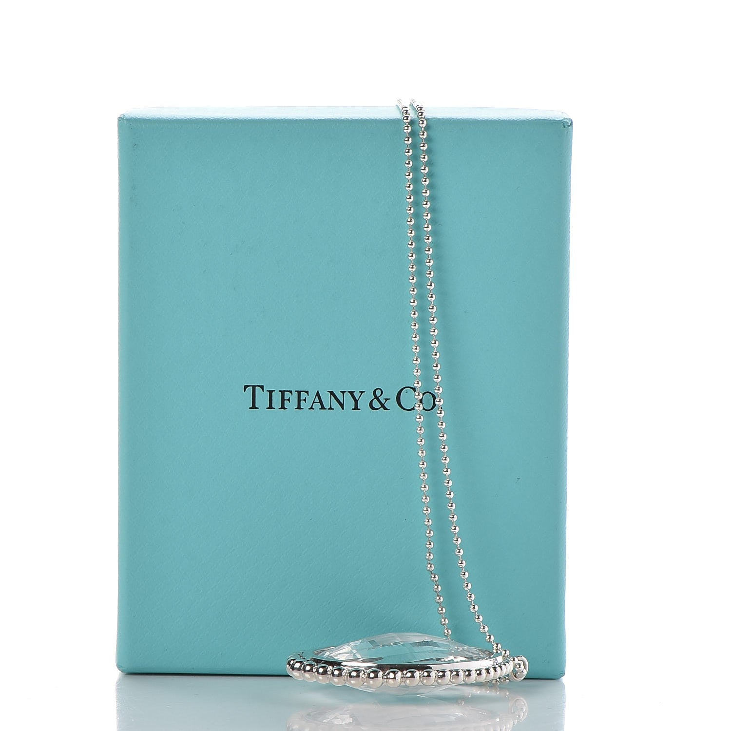 Tiffany Sterling Silver Crystal Ziegfeld Oval Pendant Necklace 7 of 7