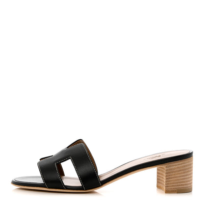 Hermes Calfskin Oasis Sandals 37 Black 1 of 9