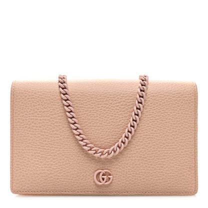Gucci Dollar Calfskin Enamel Monochrome Mini GG Marmont Chain Wallet Perfect Pink 1 of 9