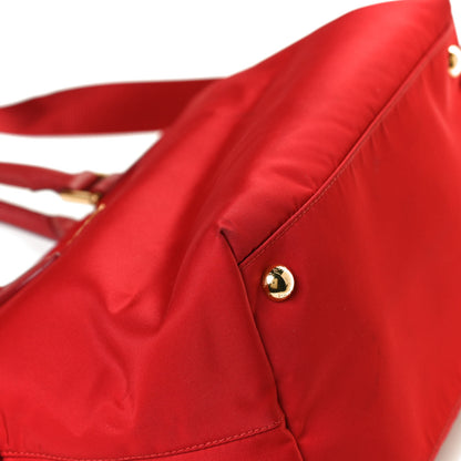 Prada Tessuto Nylon Saffiano Tote Red 11 of 13