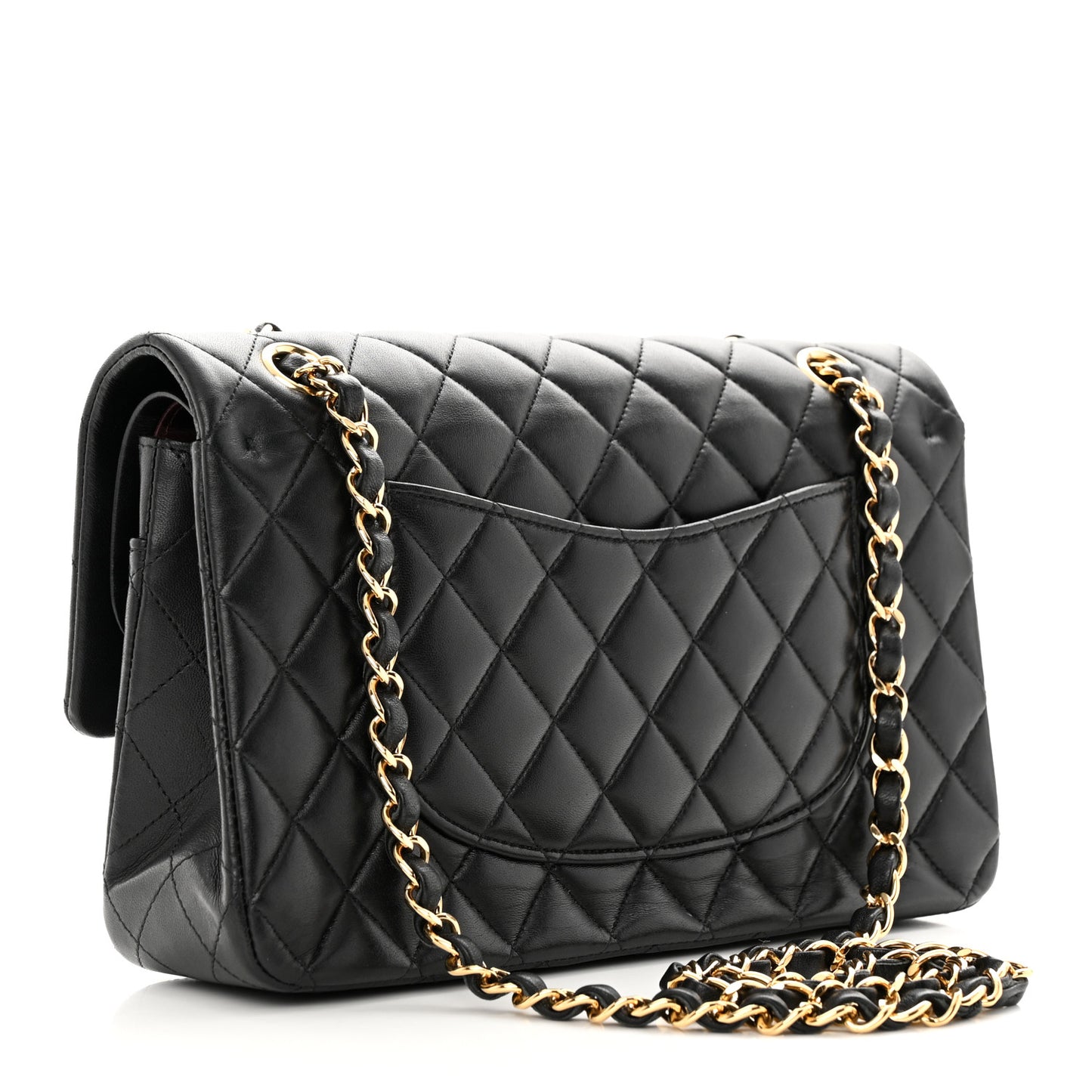 Lambskin Quilted Medium Double Flap Black