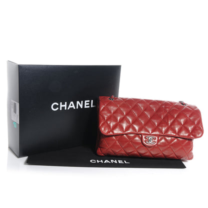 Chanel Lambskin Maxi Quilted 3 Flap Bag Dark Red 5 of 8