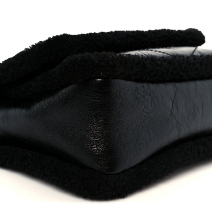 Saint Laurent Crinkled Calfskin Shearling Monogram Medium Niki Chain Satchel Black 10 of 11