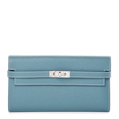 Hermes Epsom Kelly Longue Wallet Blue Jean 1 of 8