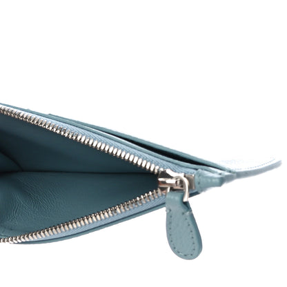 Balenciaga Grained Calfskin Logo Large Cash Long Coin Card Holder Blue Grey White 5 of 10