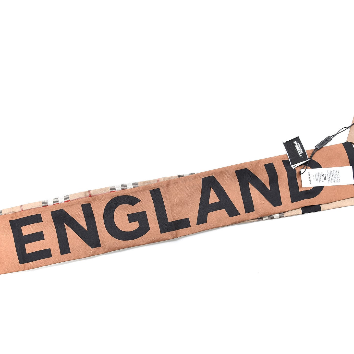 Silk Vintage Check Logo Print Skinny Scarf Archive Beige