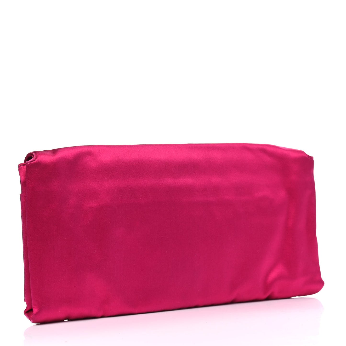 Satin Rasso Bow Pochette Clutch Fuxia