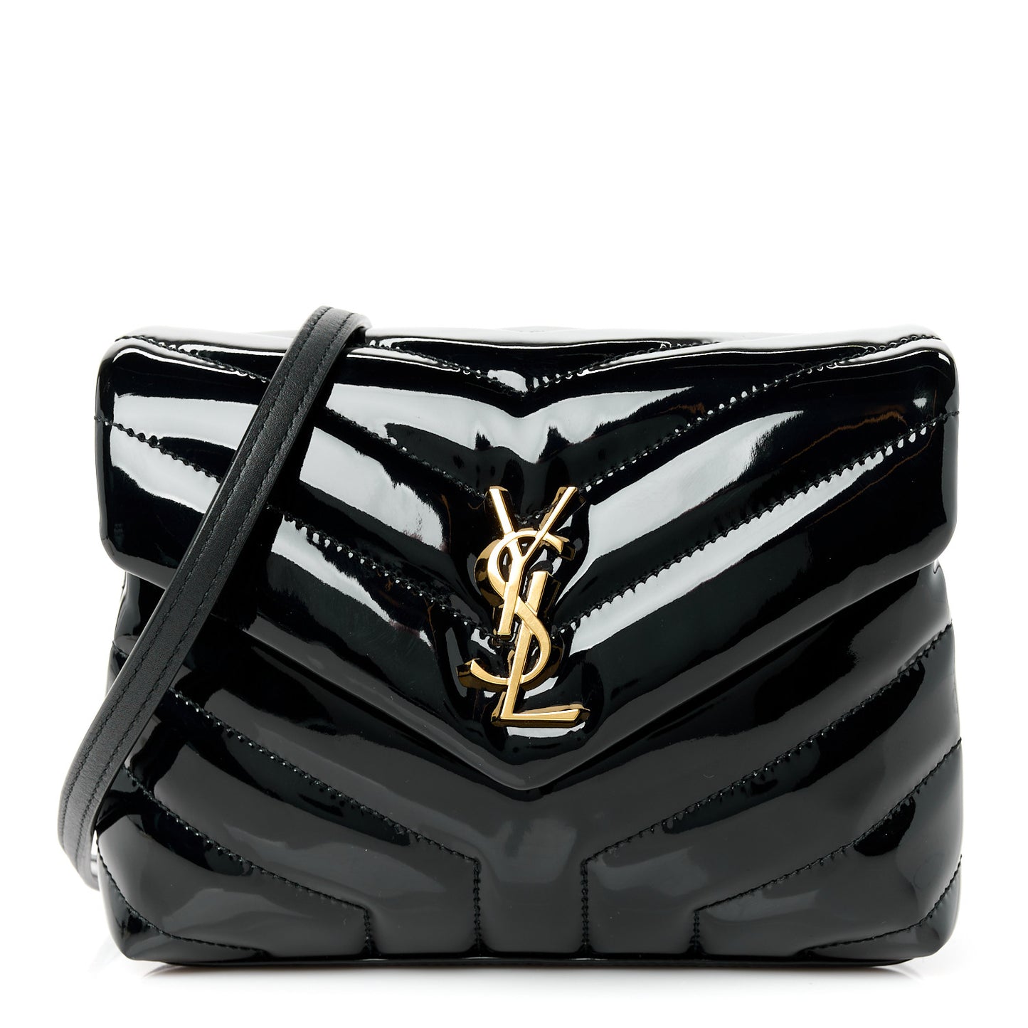 Patent Y Quilted Monogram Toy Loulou Crossbody Bag Black