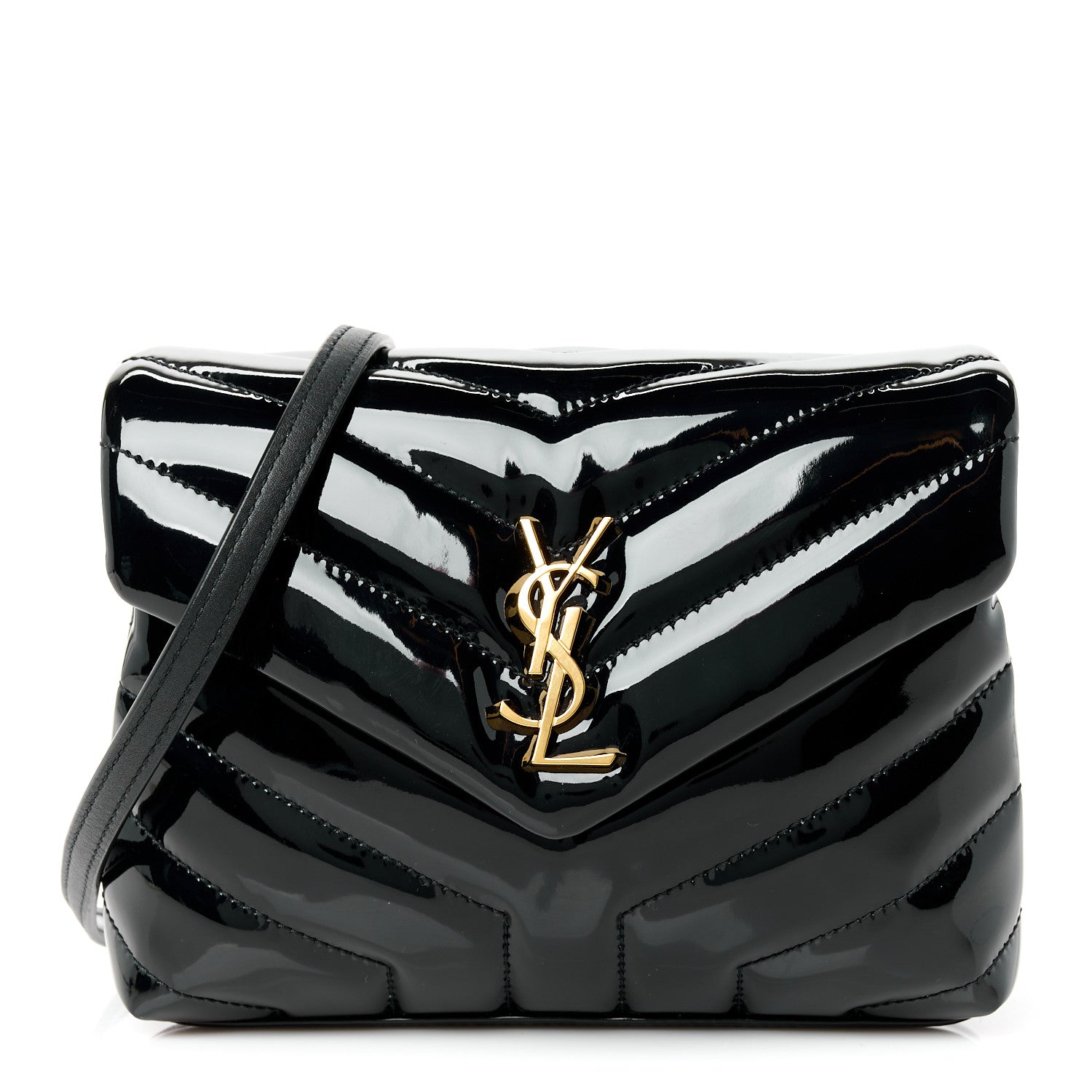 Saint Laurent Patent Y Quilted Monogram Toy Loulou Crossbody Bag Black 1 of 11