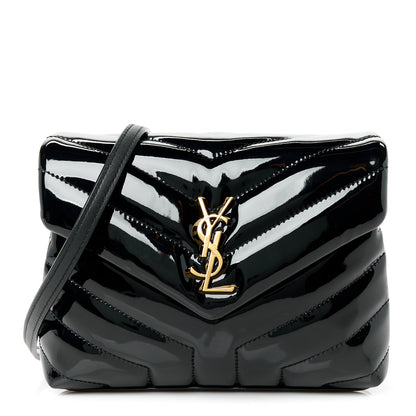 Saint Laurent Patent Y Quilted Monogram Toy Loulou Crossbody Bag Black 1 of 11