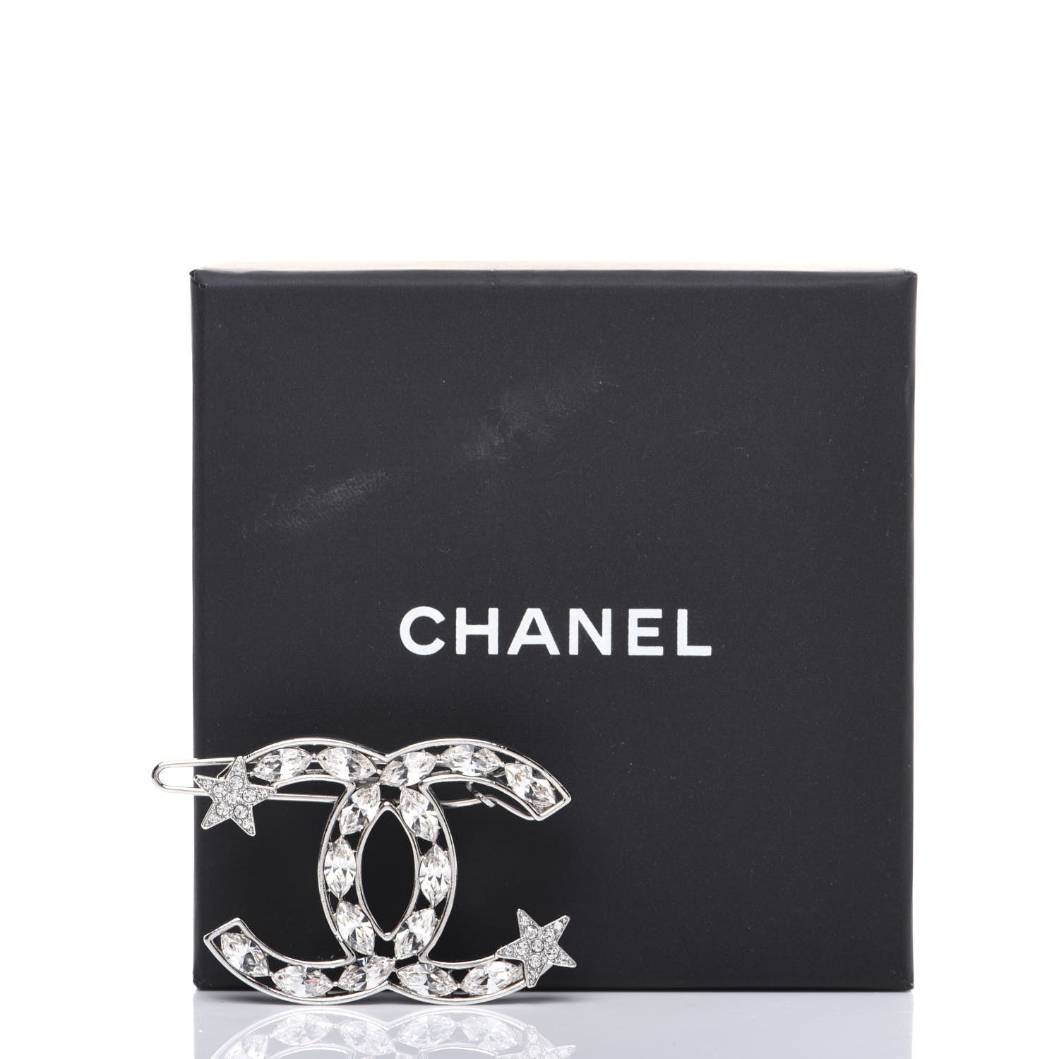 Chanel Crystal Starfall CC Hair Clip Silver 5 of 5