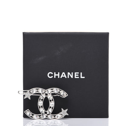 Chanel Crystal Starfall CC Hair Clip Silver 5 of 5