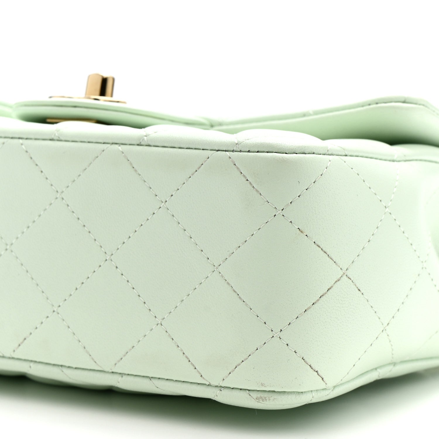 Chanel Lambskin Quilted Mini Rectangular Flap Light Green 10 of 10
