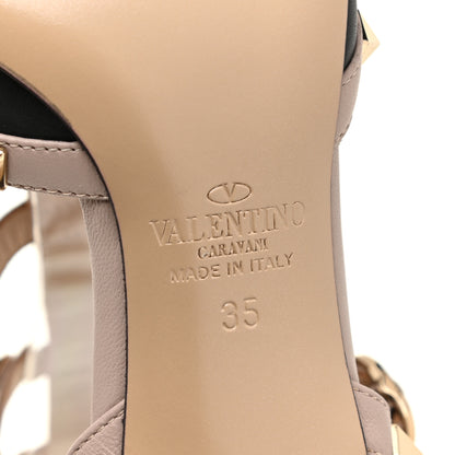 Valentino Garavani Calfskin Nappa Rockstud Ankle Strap 65mm Pumps 35 Black Poudre 6 of 9