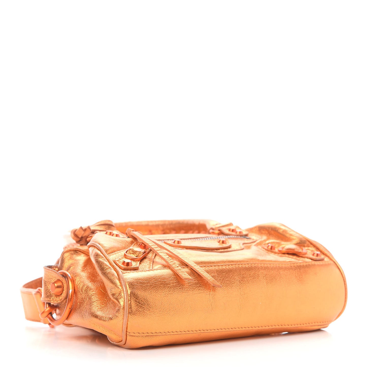 Metallic Agneau Classic Hardware Mini Twiggy Orange