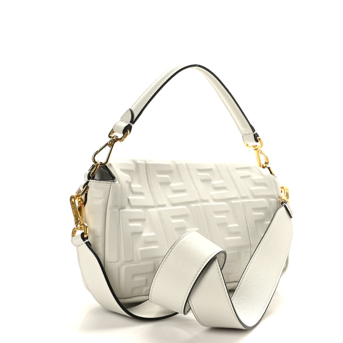Nappa FF 1974 Embossed Baguette White