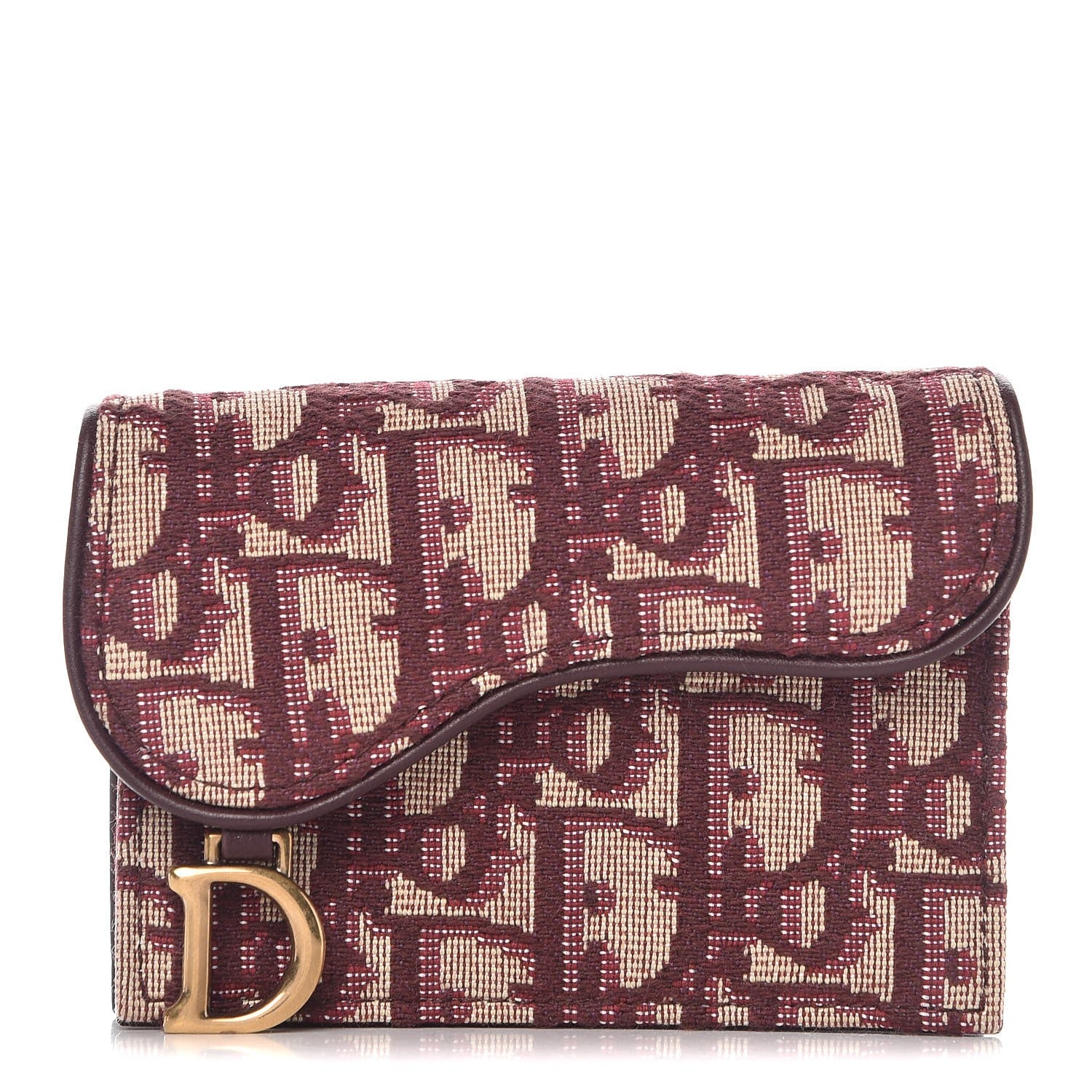Christian Dior Oblique Saddle Card Holder Bordeaux 1 of 7