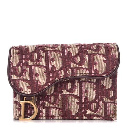 Christian Dior Oblique Saddle Card Holder Bordeaux 1 of 7
