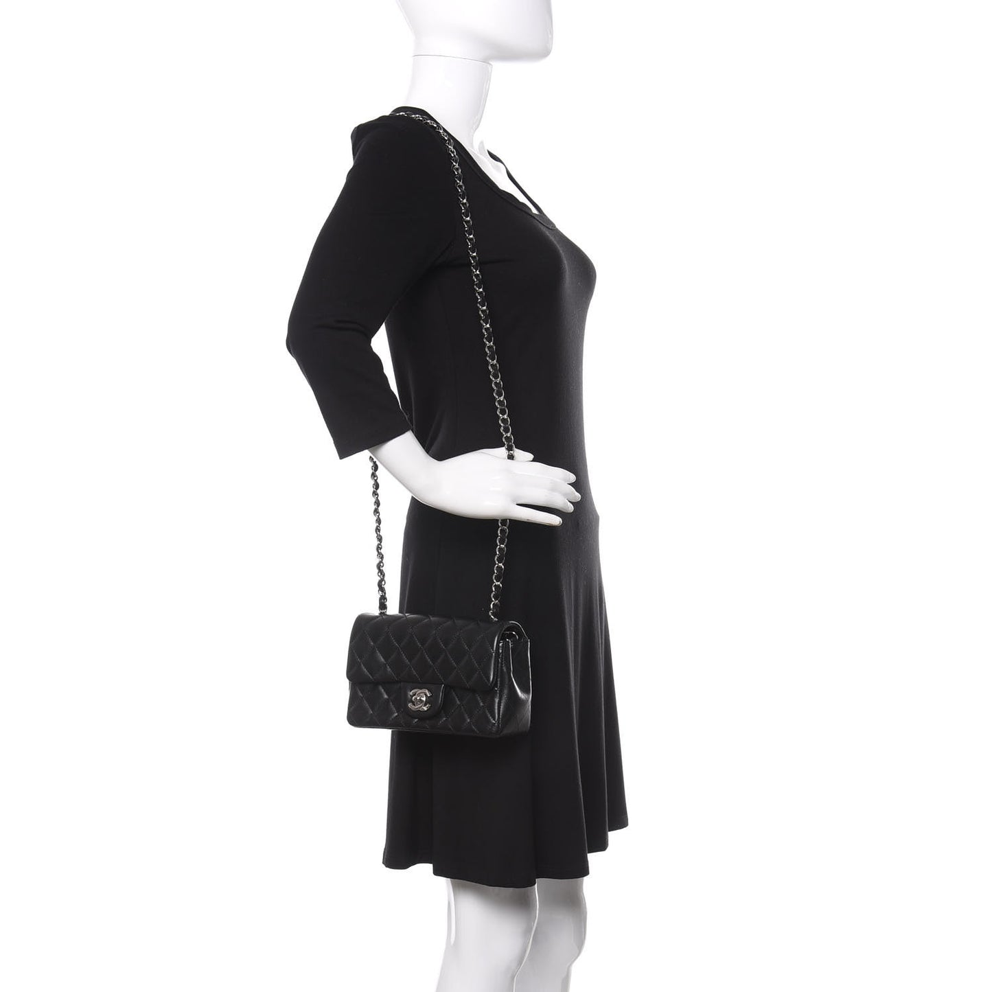 Lambskin Quilted Mini Rectangular Flap Black