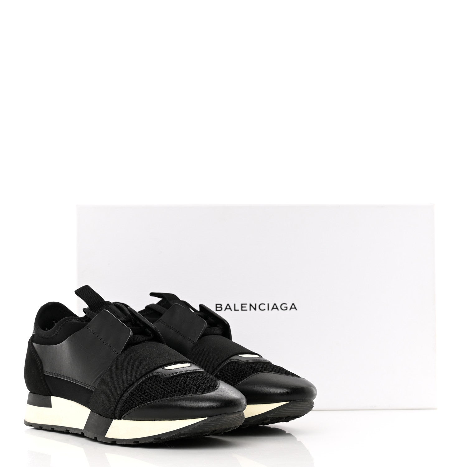 Balenciaga Mesh Calfskin Neoprene Suede Womens Race Runner Sneakers 39 Black 8 of 8