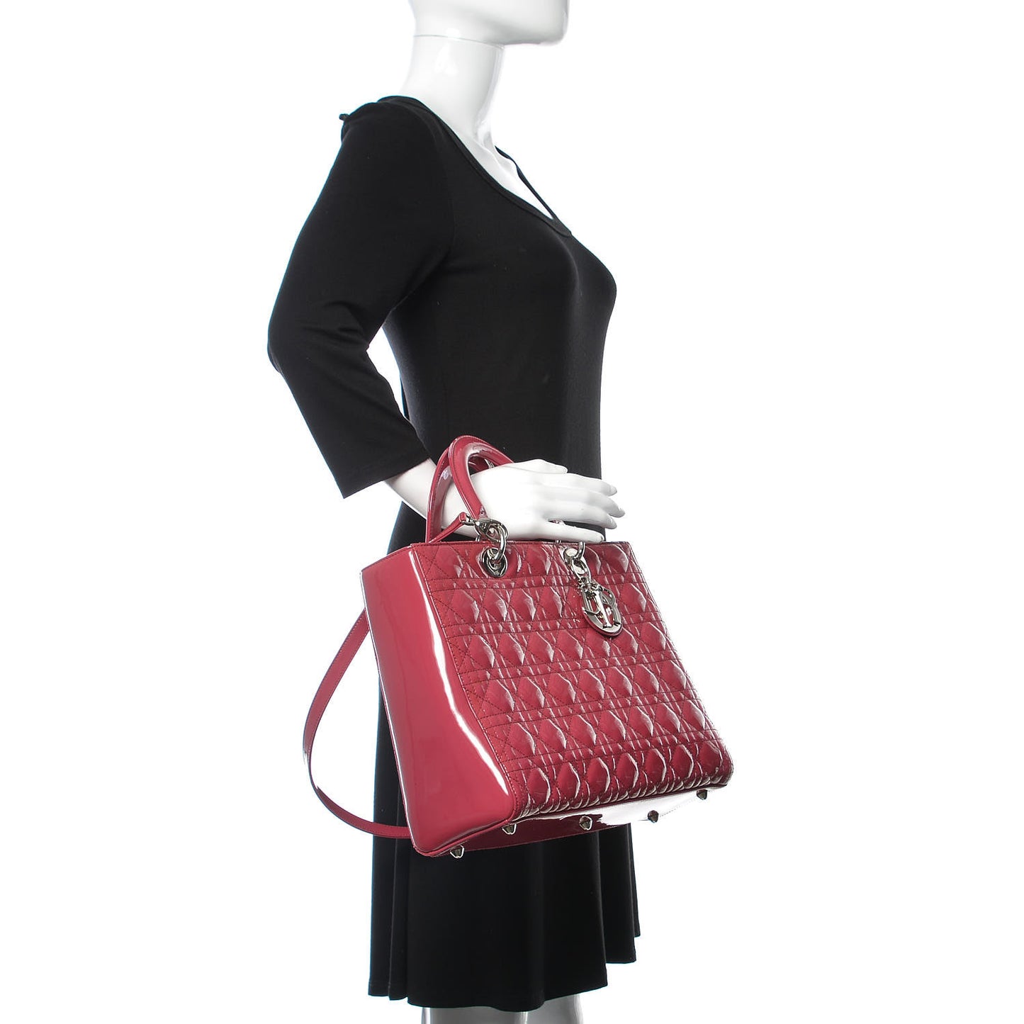 Patent Cannage Large Lady Dior Pink