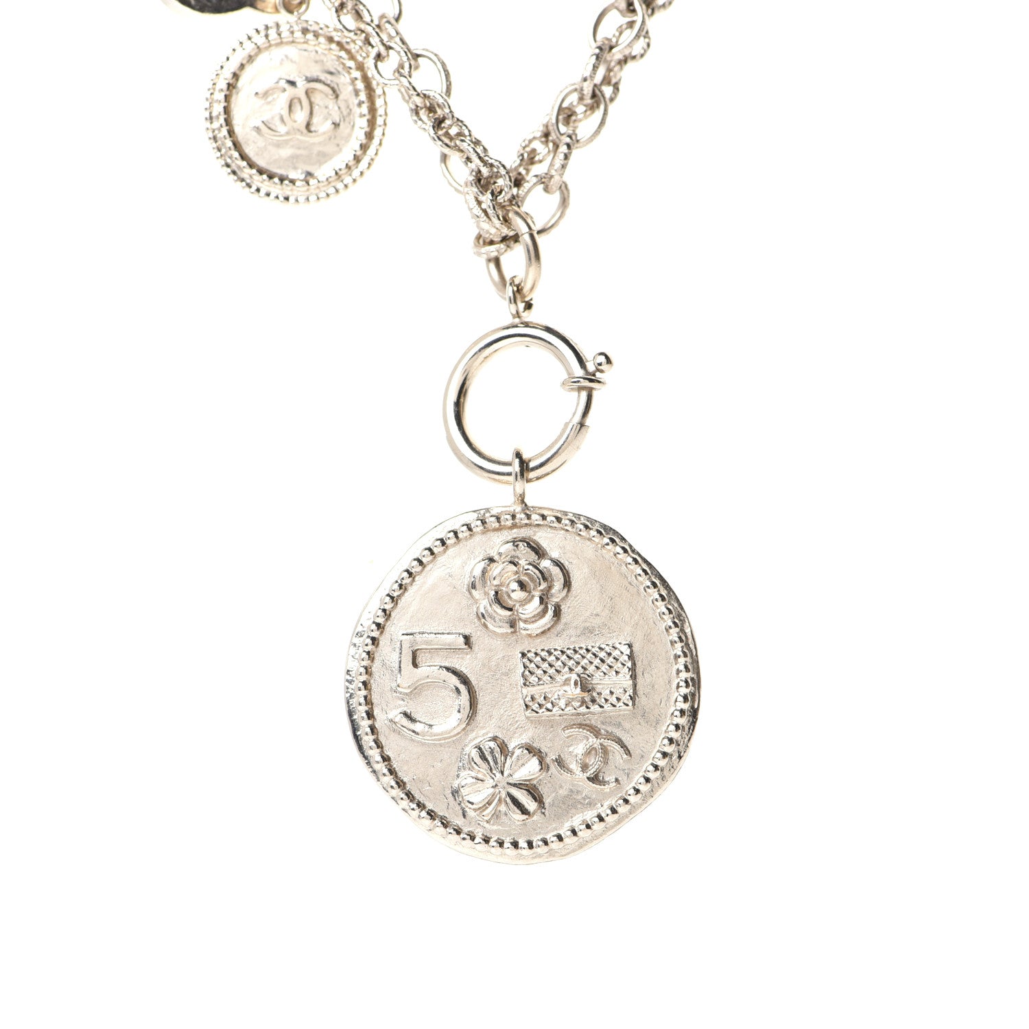 Chanel CC Coco Camellia Coin Necklace Gold 6 of 10