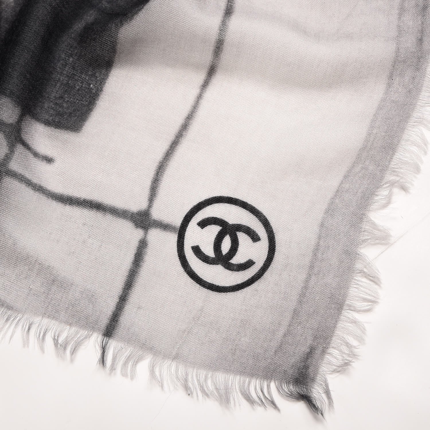 Chanel Cashmere CC Scarf Black White 9 of 10